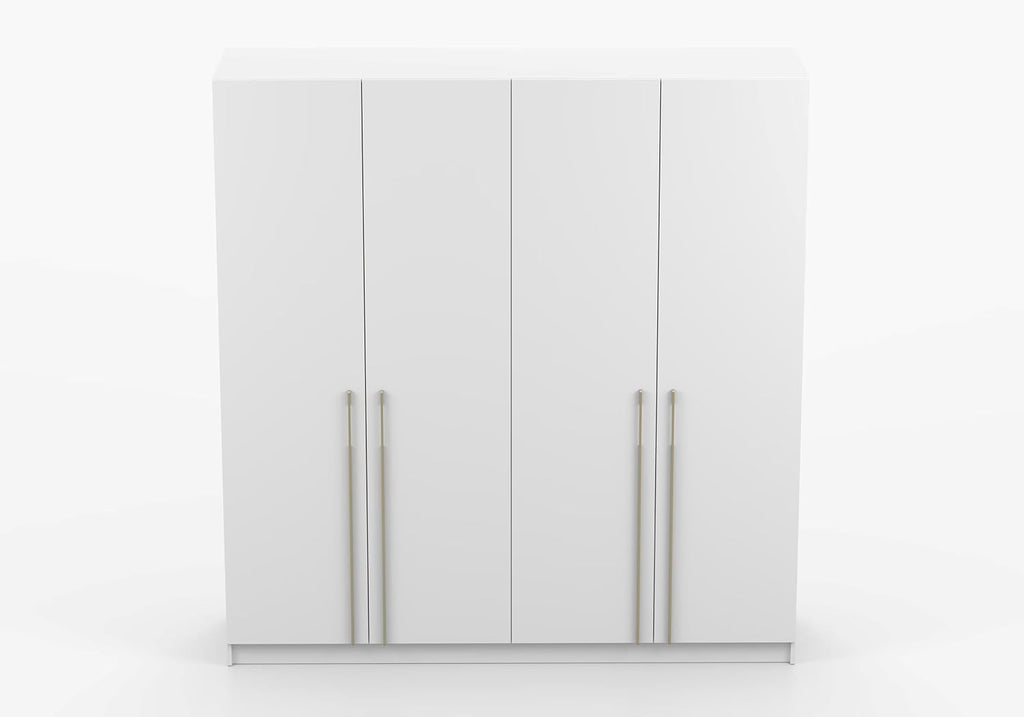 Fabryka Mebli Idźczak Drehtürenschrank, Kleiderschrank - Schlafzimmerschrank - 57 x 200 x 210 cm - Wohnzimmerschrank, Garderobenschrank, Schrank mit Einlegeböden und Zwei Kleiderstangen - Weiß