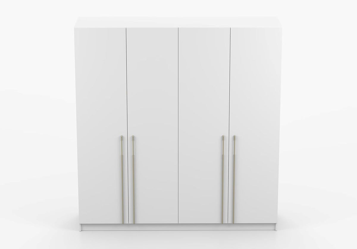 Fabryka Mebli Idźczak Drehtürenschrank, Kleiderschrank - Schlafzimmerschrank - 57 x 200 x 210 cm - Wohnzimmerschrank, Garderobenschrank, Schrank mit Einlegeböden und Zwei Kleiderstangen - Weiß