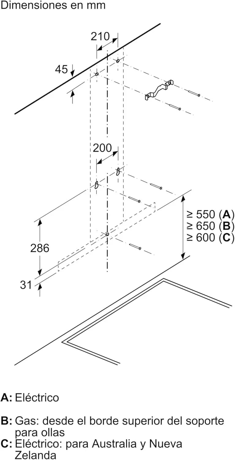 Balay - Campana Decorativa de Pared, Iluminación LED, 60 cm, 4 Potencias, Acero Inoxidable, 3BC067EX