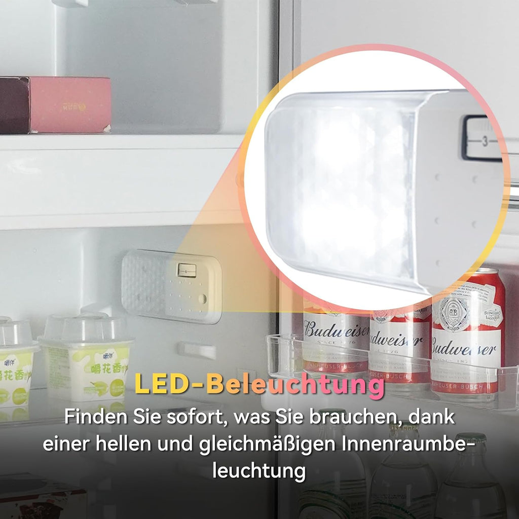magictec Retro Kühlschrank mit Gefrierfach | 120L(88L/32L) | Low Frost | Kühl Gefrier Kombination | Vintage Design | LED Beleuchtung | Rot