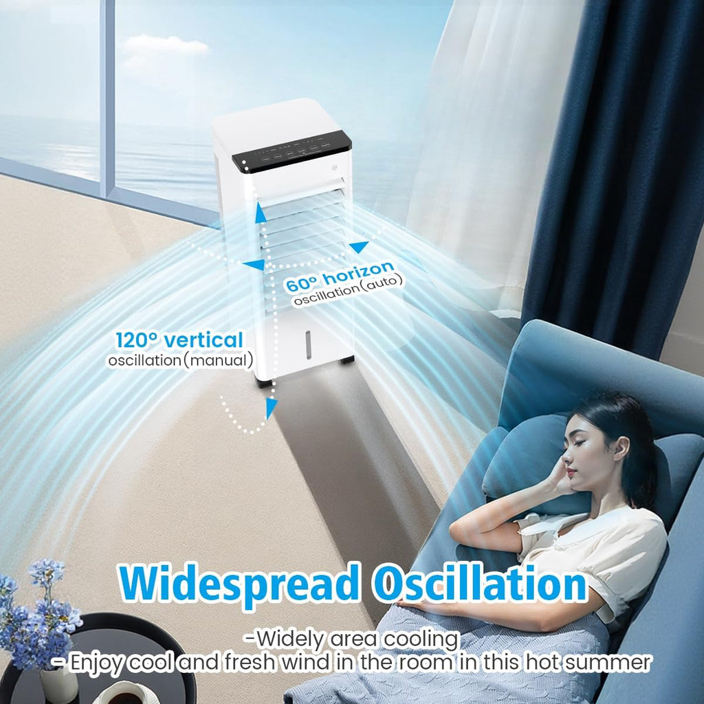 Klimaanlage Mobil, Klimageräte Tragbarer Luftkühler Ventilator mit Wasserkühlung 6L, 15H Timer, 3 Modus Geschwindigkeit, Air Conditioner Klimaanlage Ohne Abluftschlauch für Zuhause Dachgeschoss Büro