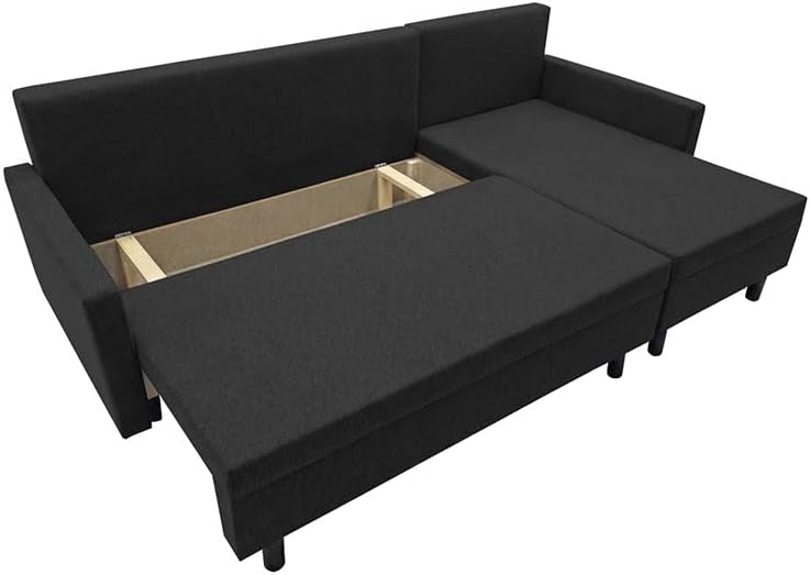 Oslo Ecksofa mit Schlaffunktion und Bettkasten, L-Form Sofa 215 cm kompakt und modern, universell Links oder rechts montierbar, hochwertige Couch, perfekt für Wohnzimmer (Graphit)