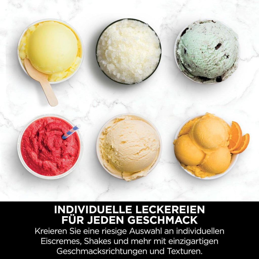 Ninja CREAMi Deluxe Eis-und Eisgetränkmaschine mit 2 Bechern, 10 Funktionen, macht Eiscreme, Gelato, Sorbet, Frozen Yoghurt, Milchshakes, Slushi & mehr, 2-in-1 Geschmacksoption, Silber, NC502EU