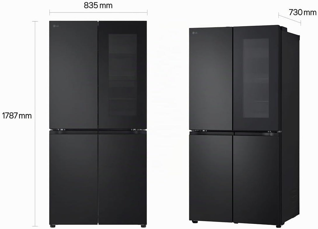 LG GMV860EPDE SLIM Multi-Door Kühlschrank mit Gefrierfach (530 L, Energieklasse E) mit InstaView, Express Freeze, AI Smart Learner, Total No Frost, Schwarz