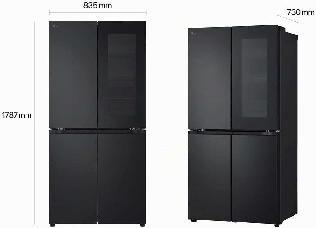 LG GMV860EPDE SLIM Multi-Door Kühlschrank mit Gefrierfach (530 L, Energieklasse E) mit InstaView, Express Freeze, AI Smart Learner, Total No Frost, Schwarz