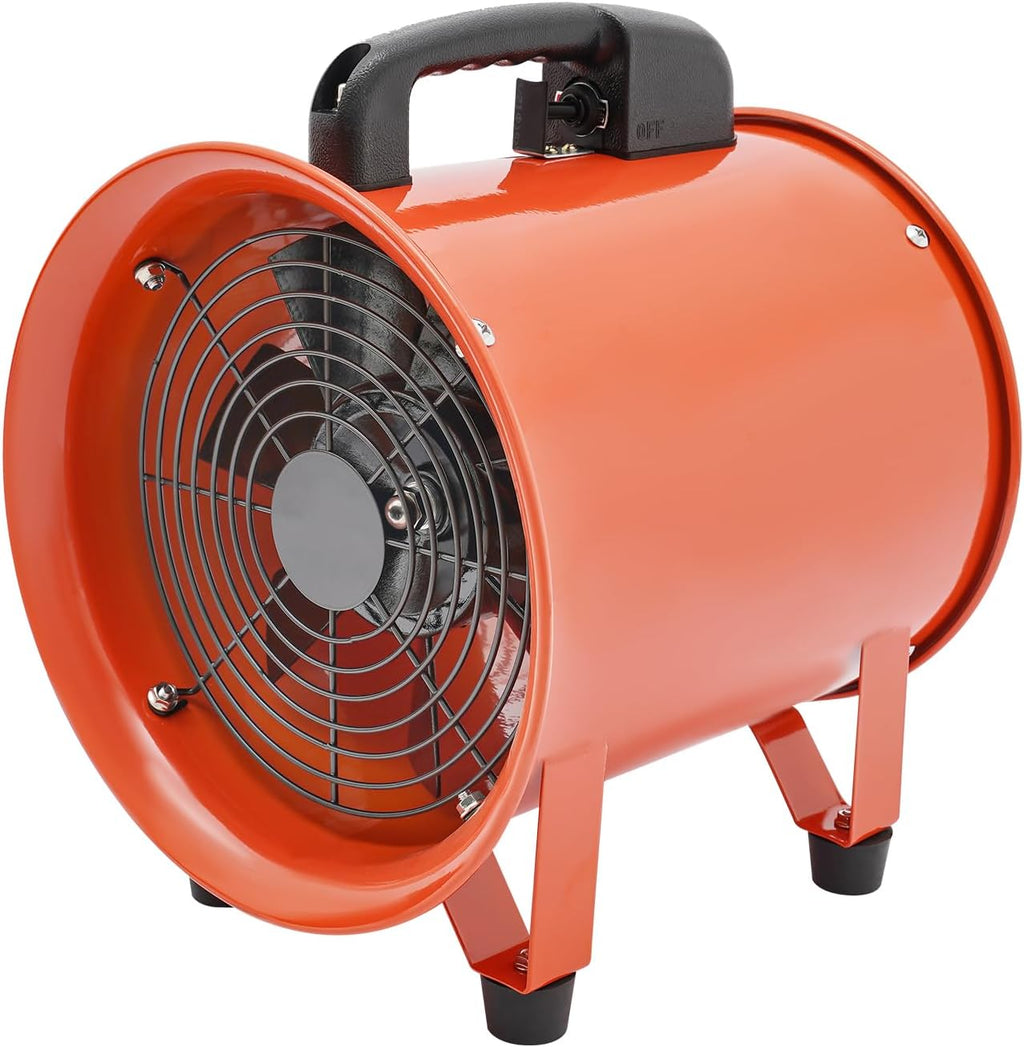 250mm Bauventilator 2580m³/h Industrieventilator Baugebläse mit 10M Schlauch Axialgebläse 2800/3300rpm Baulüfter für Fabriken Keller Stahlwerke Tunnel und Autowerkstätten