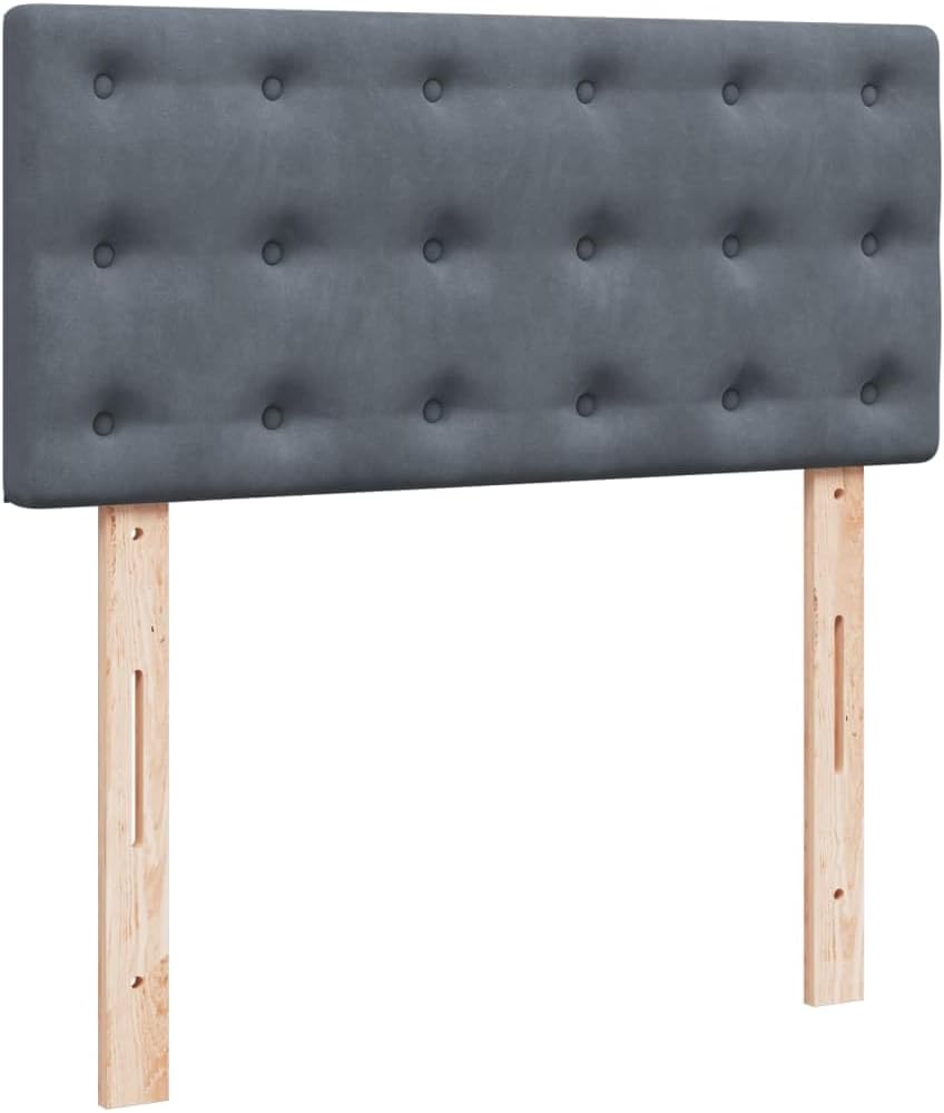 vidaXL Boxspringbett, Polsterbett Bett mit Matratze, Bettgestell mit Kopfteil Lattenrost, Einzelbett für Schlafzimmer, Dunkelgrau 80x200cm Samt