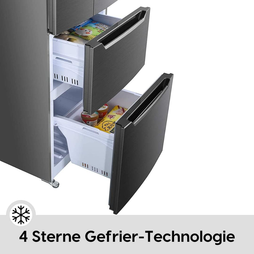WOLKENSTEIN FD351.4A++NF IX Stand French Door Kühl-Gefrierkombination | NoFrost | Touch Control | 4**** Gefrierfach | Inox Design | Kühlteil 191L | Gefrierteil 129L