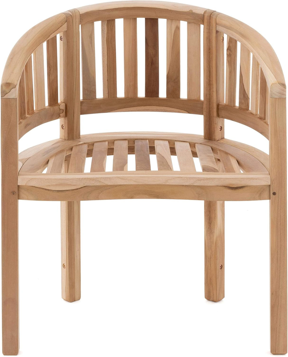 DIVERO Bananenstuhl Miami geschwungen aus Teak Holz, unbehandelt – Reine Handarbeit – Farbe: Natur-Braun