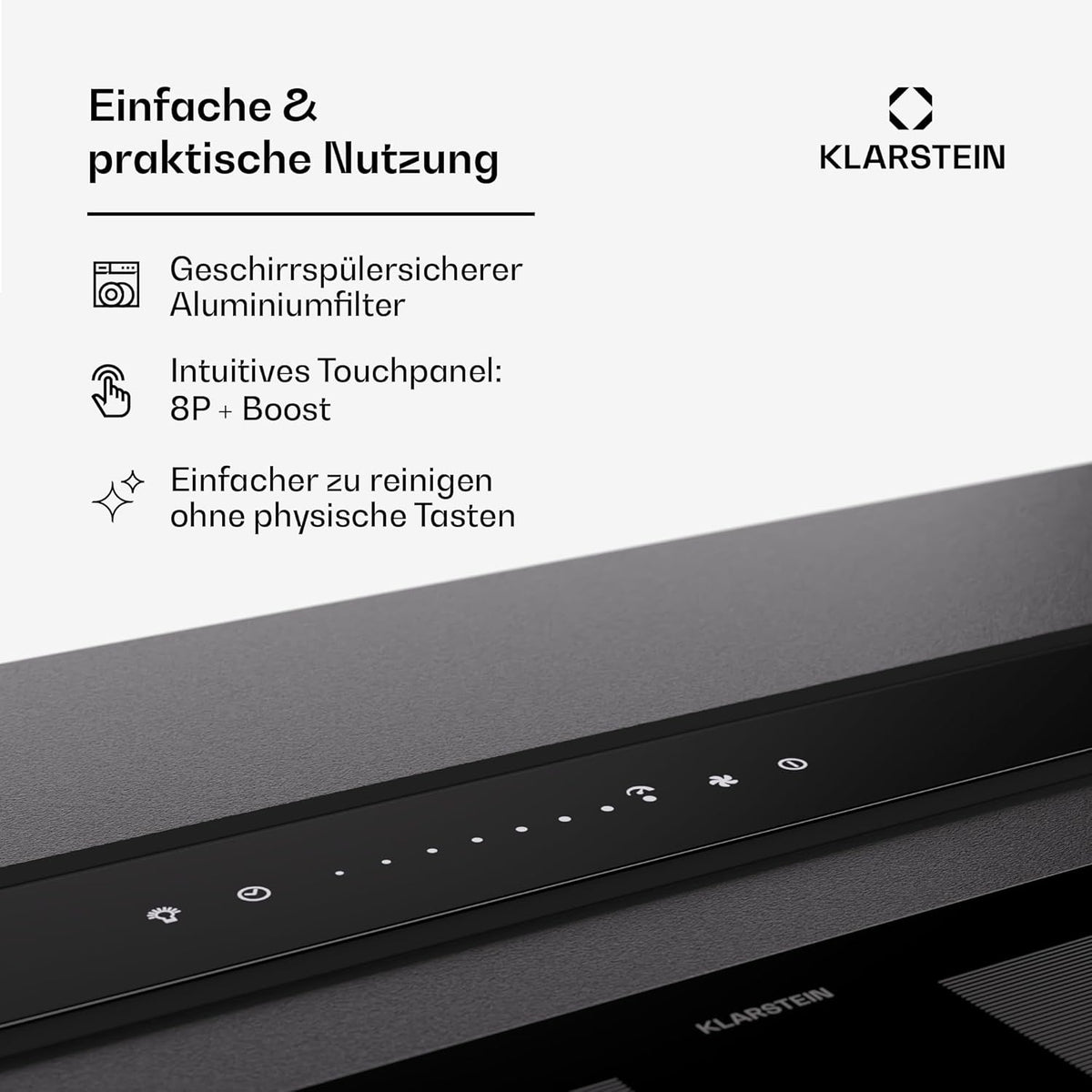 Klarstein Downdraft-Dunstabzugshaube, Versenkbare Abzugshaube, Leise Dunstabzugshauben mit Filter, Dunstabzugshaube 60cm, Umluft/Abluft Dunsthaube mit 10 Stufen, Dunstabzug 576 m³/h Luftstrom