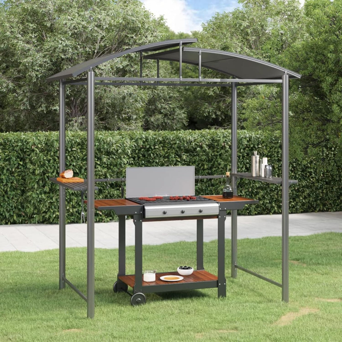 Festnight Grill Pavillon Wasserdicht 210x114x230 cm Grillpavillon Grill Unterstand Outdoor Grillhütte Grillunterstand Wetterfest BBQ Gartenlauben Winterfest Garten Terrasse