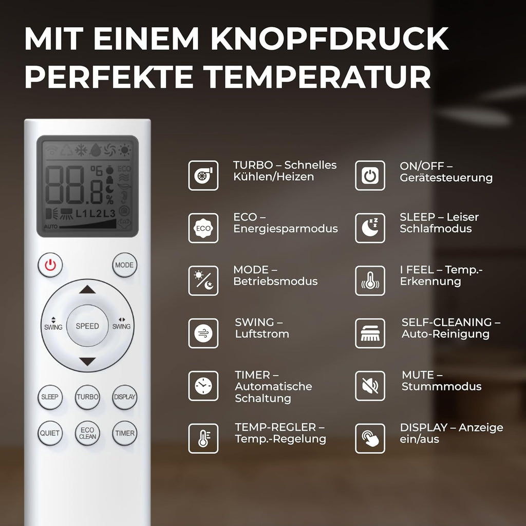 Kältebringer A+++ R290 Split Klimaanlage 12000 BTU (3,7 kW) - mit Heizfunktion, WiFi & App, bis 60m², sehr leise, 5m Kupferleitung, Kältemittel R290, Montagematerial