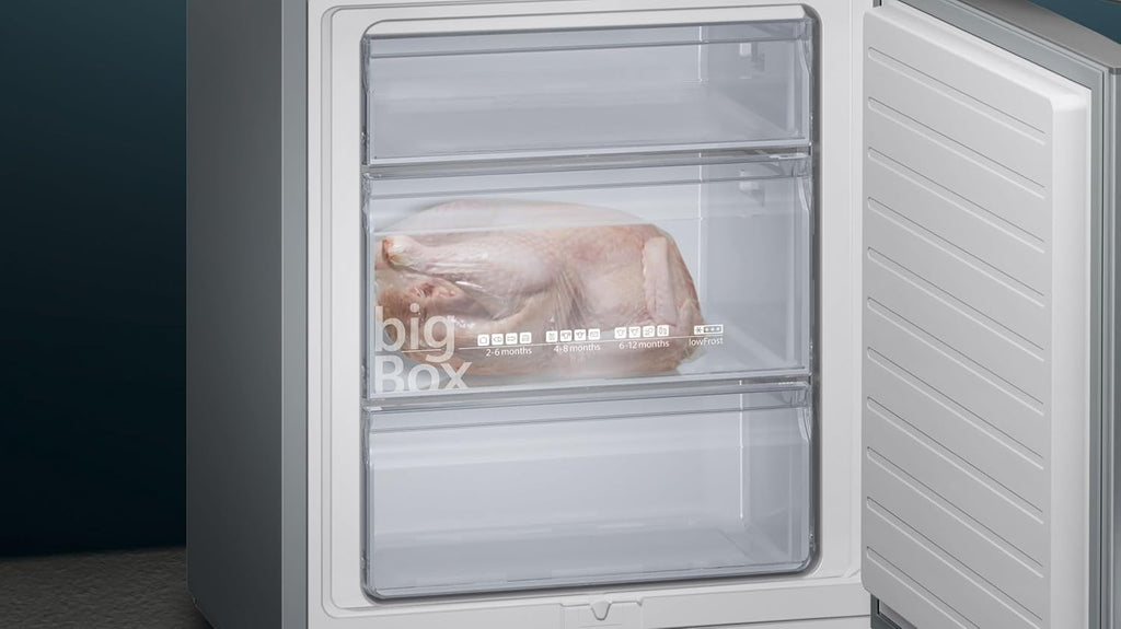 SIEMENS KG39EAICA iQ500 Kühl-Gefrier-Kombination, 201 x 60 cm, 249 L Kühlen + 94 L Gefrieren, LowFrost seltener abtauen, LED-Beleuchtung gleichmige Ausleuchtung, BigBox Platz für groes Gefriergut
