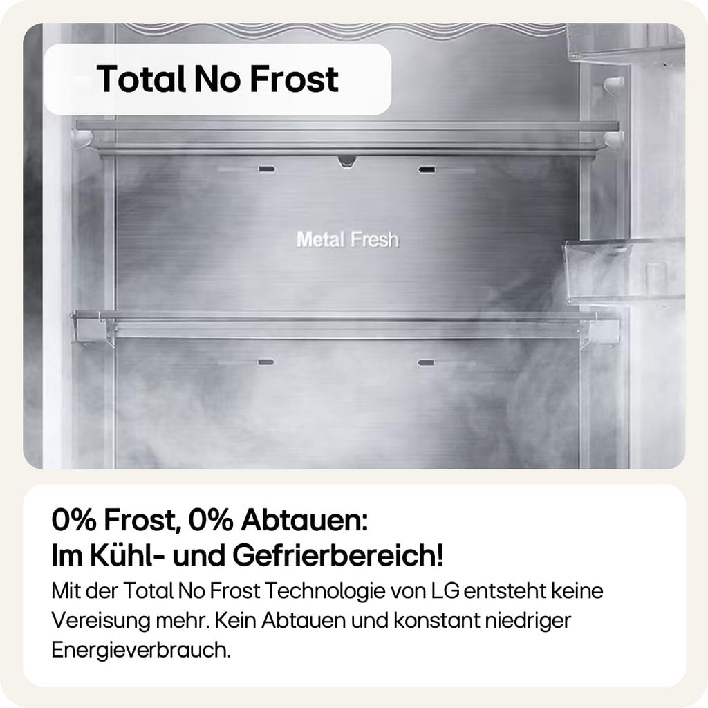 LG GSM32HSBEH Side-by-Side Kühlschrank mit Gefrierfach (562 L, Energieklasse E) mit Touch-Bedienfeld, Eis- und Wasserspender, Wassertank, Total No Frost, Silber