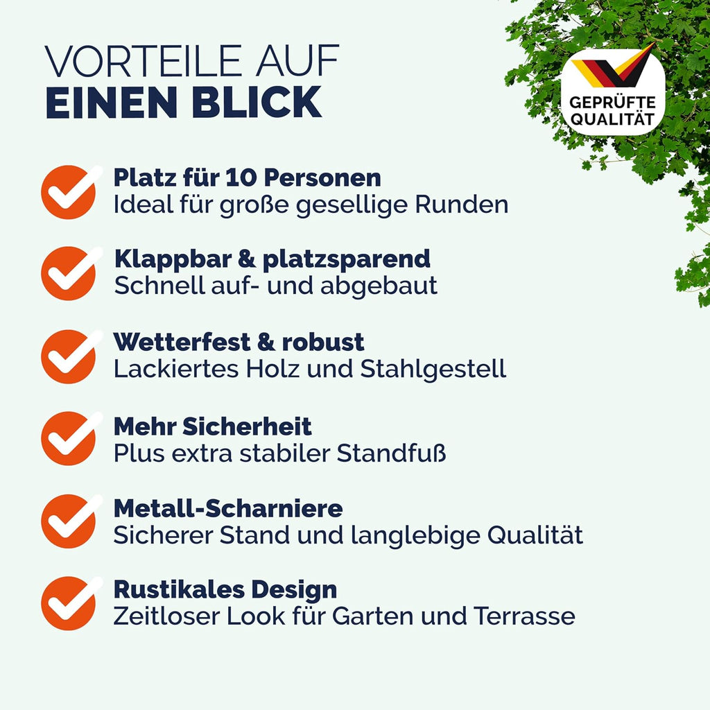 Casaria® Bierzeltgarnitur 220 cm Klappbar Stabil 3 Teilig 2X Bierbank 1x Breiter Tisch Holz Biertischgarnitur Festzeltgarnitur Biergarten Biergarnitur