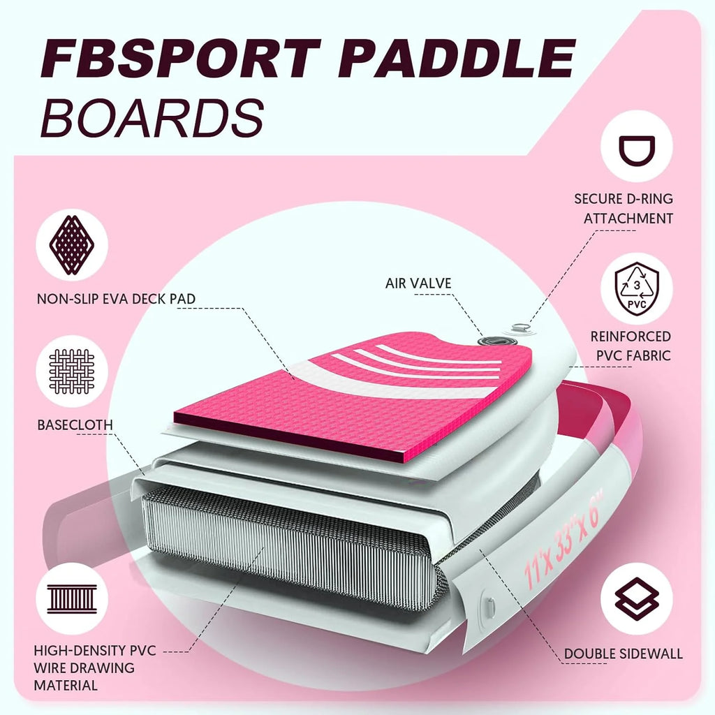 Premium-Stand-Up-Paddle-Board, Yoga-Board mit strapazierfähigem SUP-Zubehör und Tragetasche | Breiter Stand, Surf-Kontrolle, rutschfestes Deck, Leine, Paddel und Pumpe für Jugendliche und Erwachsene