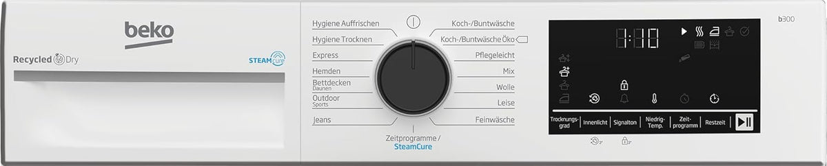 Beko Wäschetrockner 8kg, Stiftung Warentest GUT (2,5) , allergikergeeignet, Hygiene Trocknen, SteamCure Dampffunktion, 15 Programme, Express, B3T42249S, Weiß
