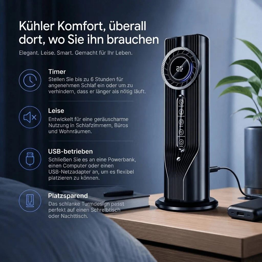 Turmventilator mit Luftbefeuchter | Nebelbrise