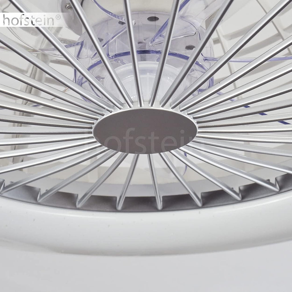 LED Deckenventilator Piraeus, Deckenlampe mit Ventilator aus Metall und Kunststoff in Weiß, RGB Farbwechsler, über Fernbedienung dimmbar, Timer und Nachtlicht, 40 Watt, 2200 Lumen, 3000-6500 Kelvin
