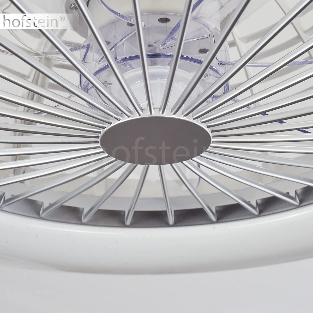 LED Deckenventilator Piraeus, Deckenlampe mit Ventilator aus Metall und Kunststoff in Weiß, RGB Farbwechsler, über Fernbedienung dimmbar, Timer und Nachtlicht, 40 Watt, 2200 Lumen, 3000-6500 Kelvin