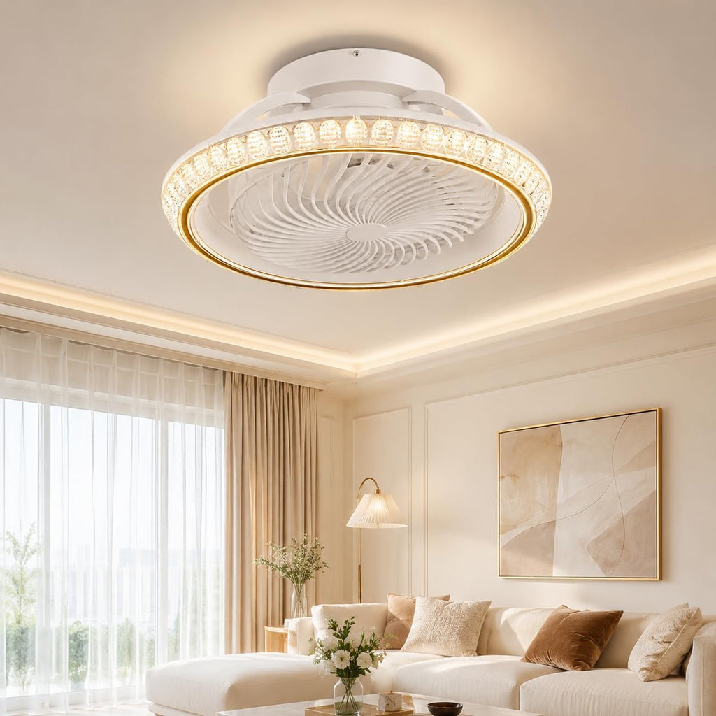360° Drehbar Deckenventilator mit Beleuchtung 72W, Deckenventilator mit Licht Leise, Dimmbar mit Timer, Fernbedienung und App, Lampe mit Ventilator für Schlafzimmer und Wohnzimmer, Gold