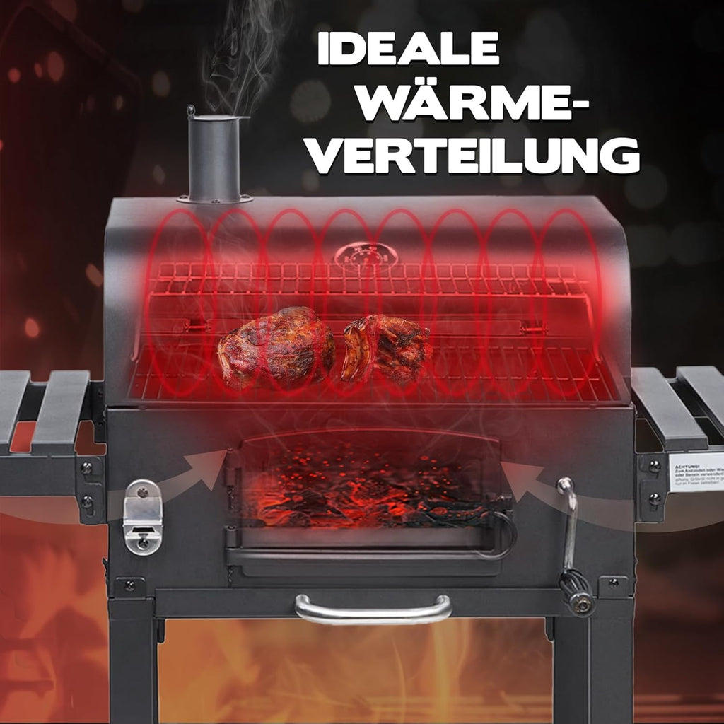 TAINO HERO XL BBQ Smoker GRILLWAGEN Holzkohle Grill Grillkamin Standgrill Räucherofen Zubehör
