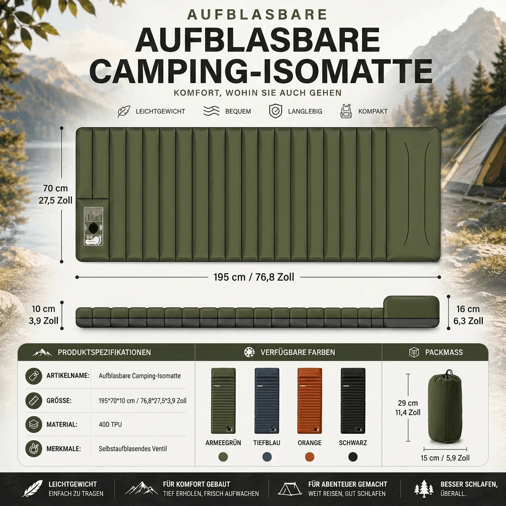 Aufblasbare Luftmatratze mit Fußpumpe | Trittluft