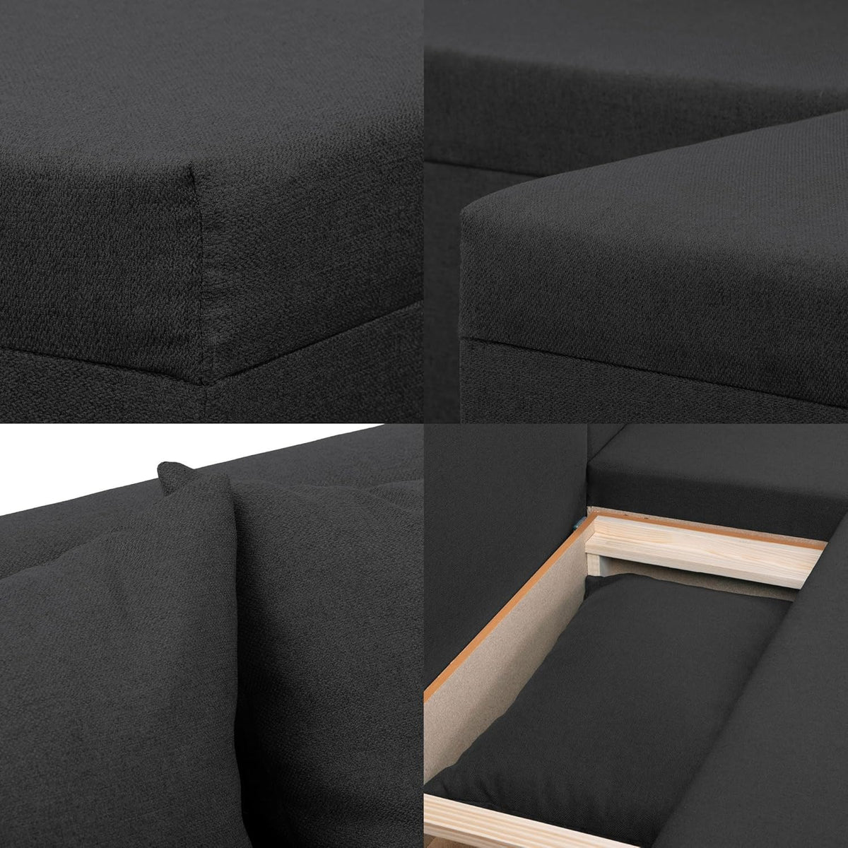 Oslo Ecksofa mit Schlaffunktion und Bettkasten, L-Form Sofa 215 cm kompakt und modern, universell Links oder rechts montierbar, hochwertige Couch, perfekt für Wohnzimmer (Graphit)