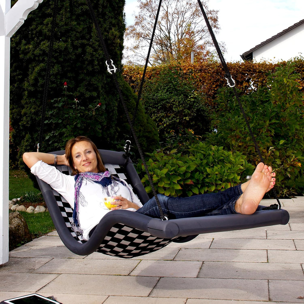 Dreamliner Neu Relax-Schaukel Standard L, Farben Anthrazit & Navi Blau, Indoor und Outdoor - Entlastung der Wirbelsäule - Wetterfeste Relax-Liege zum Liegen und Sitzen, beliebig einstellbar…