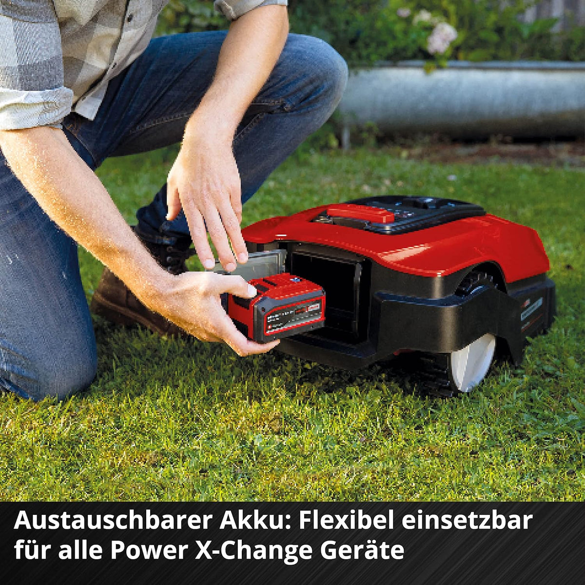 Einhell Mähroboter FREELEXO 1200 LCD BT Power X-Change (Li-Ion, 18 V, Multizonenmäher, Bluetooth App, 18 cm Schnittbreite, inkl. 5,2 Ah Akku, 4 Klemmen, Garage)