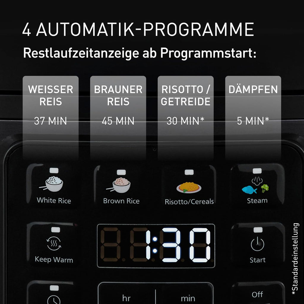 Panasonic SR-DA152KXE Automatischer Reiskocher mit Dampfgarer, Fuzzy-Logik, Wasserverhältnisanzeige, BPA-frei, Warmhalten, Startverzögerung, spülmaschinengeeignete Teile, vielseitig, schwarz