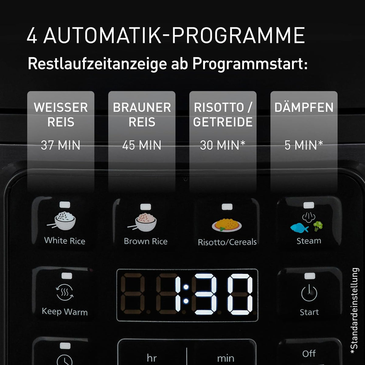 Panasonic SR-DA152KXE Automatischer Reiskocher mit Dampfgarer, Fuzzy-Logik, Wasserverhältnisanzeige, BPA-frei, Warmhalten, Startverzögerung, spülmaschinengeeignete Teile, vielseitig, schwarz