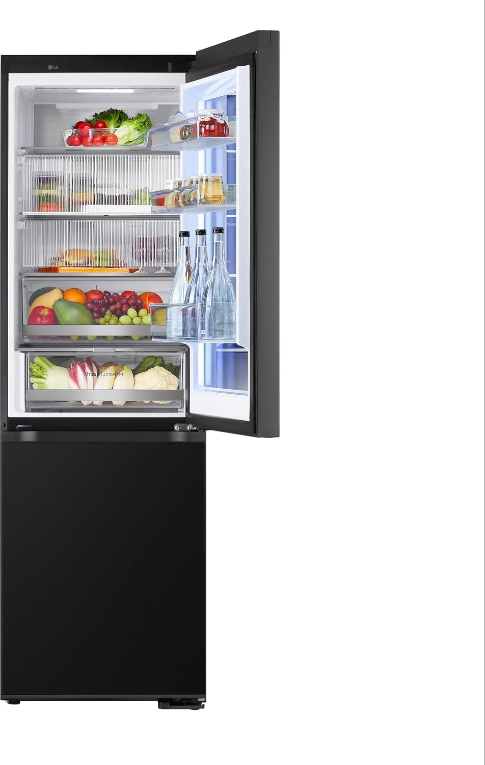 LG GBG7190CEV, Klasse C, 349 L, Kühl-Gefrierkombination mit Instaview und LED, Touch LCD Display, einstellbarem Farbwechsel, Total NoFrost, DoorCooling+, 59.5 x 67.6 x 186cm ꟷ Essence Black Steel