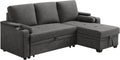 VASAGLE Schlafsofa, Schlafcouch, Bettsofa mit Stauraum, Polstermöbel, Bezug aus Baumwoll-Leinen-Mischgewebe, Becherhalter, modern, Gästezimmer, grau LCS801G01
