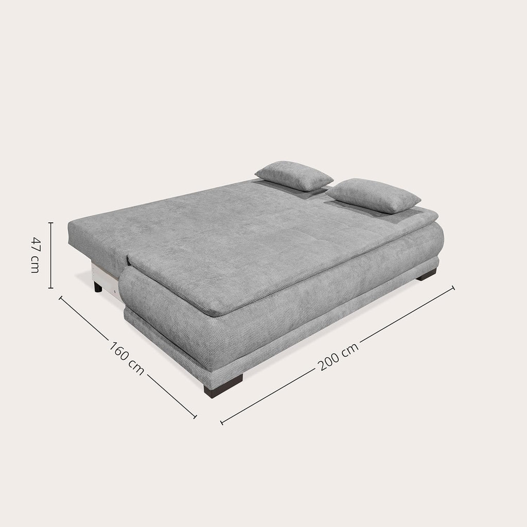 Liam Schlafsofa in grau – Modernes Design mit Bonell-Federkern, Bettkasten & Schlaffunktion für höchsten Komfort im Wohn- und Gästebereich
