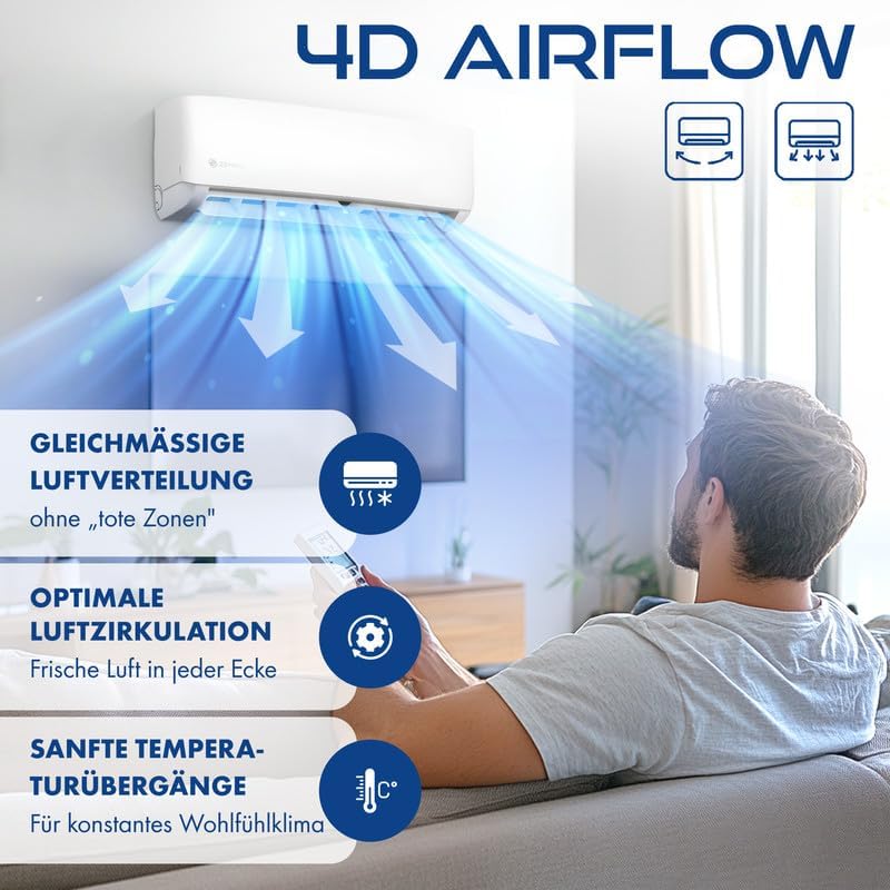 Multisplit Klimaanlage 3 Innengeräte Set (3 x 2,6kW) Klimagerät Air Conditioner mit Heizfunktion 21000 BTU 6,2kW A++ WiFi/App-Steuerung 4D AirFlow Heizen bis -20°C Vorgefüllt R32