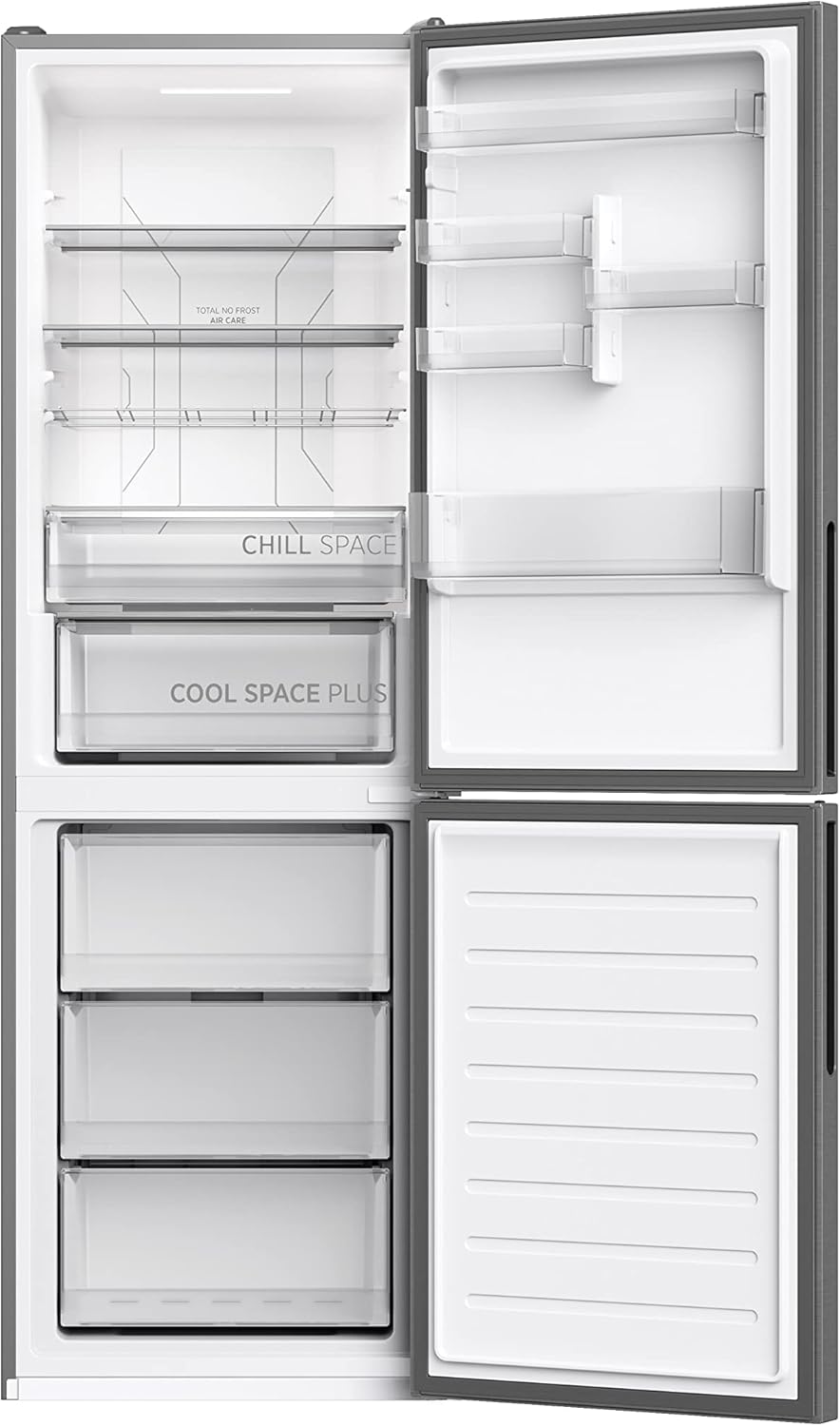 Hoover HOCE7618DX 2D Kühl-Gefrier-Kombination/Freistehend/Total No Frost/WiFi Connected & Smart hOn–App/Externes elektronisches Display/Inox Look