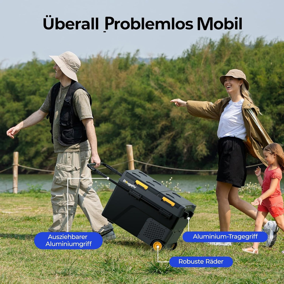 BougeRV CRD2 V2.0 Kompressor Kühlbox 49L mit Gefrierfach Doppeltür Dualzonen Kühlbox Auto mit Rollen & Griff 12V/24V 230V Camping Kühlschrank Elektrische mit APP Steuerung, IPX4, -20℃~20℃ (2026 Neu)