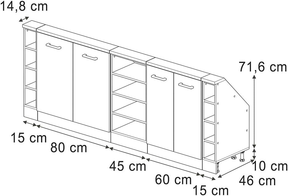 Vicco Dachschrägenschrank-Set Rion, Anthrazit Landhaus/Goldkraft Eiche, 5er Set