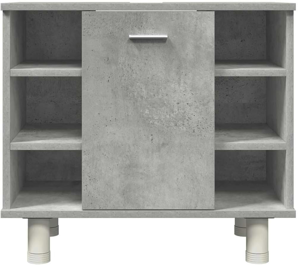 4-TLG. Badmöbel-Set Betongrau Holzwerkstoff,Badmöbelset, Badezimmerschrank, Unterschrank Bad, Badmöbel, Unterschrank Badezimme