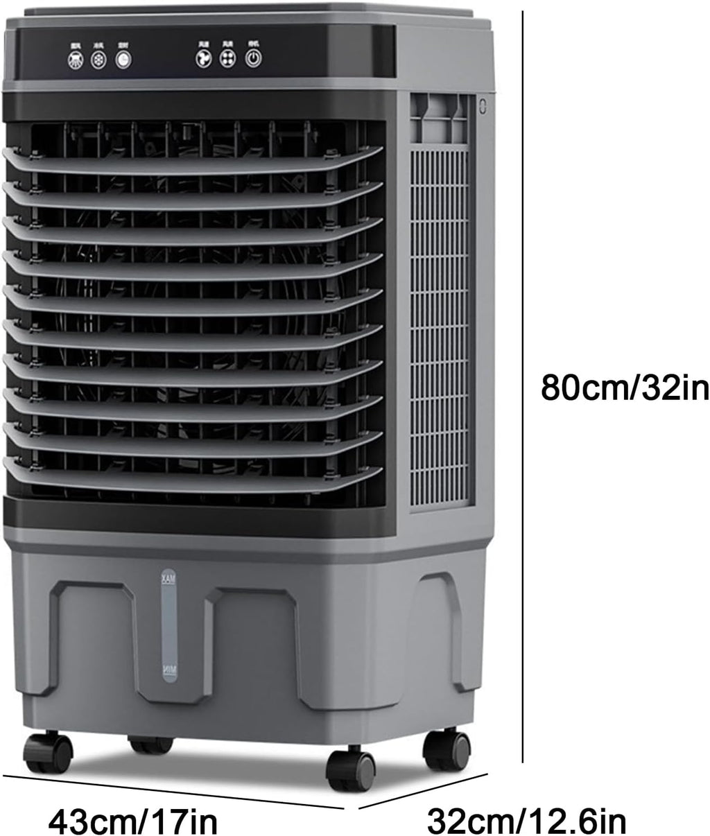 Tragbare Klimaanlage, Verdunstungskühler, großer Wassertank mit 40 l, Fernbedienung, 12-Stunden-Timer, energieeffiziente mobile Klimaanlage (Größe: 43 x 32 x 80 cm/17 x 12,6 x 32 Zoll)