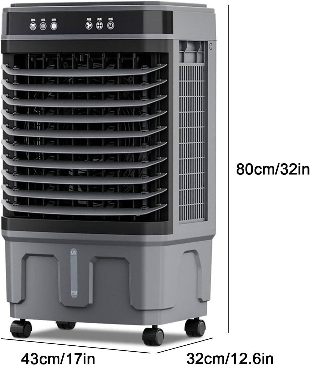 Tragbare Klimaanlage, Verdunstungskühler, großer Wassertank mit 40 l, Fernbedienung, 12-Stunden-Timer, energieeffiziente mobile Klimaanlage (Größe: 43 x 32 x 80 cm/17 x 12,6 x 32 Zoll)