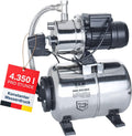 T.I.P. Hauswasserwerk HWW 4500 INOX aus Edelstahl mit 1200 W Leistung I 4350 l/h Fördermenge bis 50 m Höhe I 5 bar Druck mit Manometer I 22 L Kessel I robust, korrosionsfrei, sicher mit Überlastschutz
