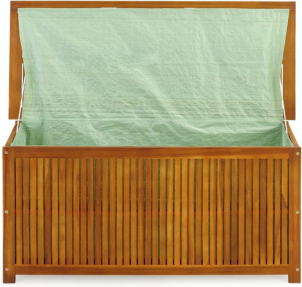 Casaria® Gartenbox Holz Akazie 205L Deckel 160kg Belastbarkeit Wetterfest Auflagenbox Aufbewahrungsbox Garten Balkon Wintergarten Sitztruhe 115x50cm