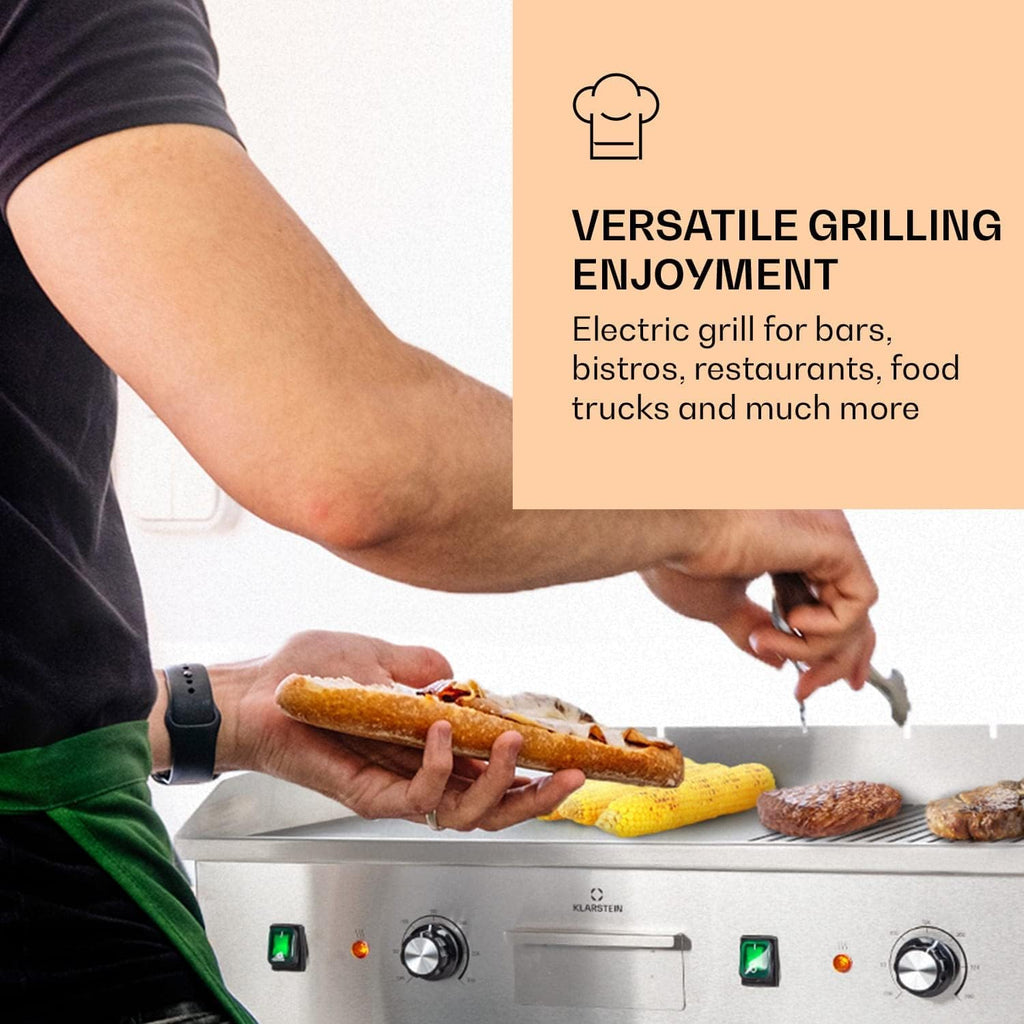 Klarstein Elektrogrill, Tischgrill mit LED-Anzeige, Elektrogrill für Balkon & Indoor, Edelstahl Grillplatte mit abnehmbarer Antihaftplatte & Spritzschutz,Grill Elektrisch 200 W
