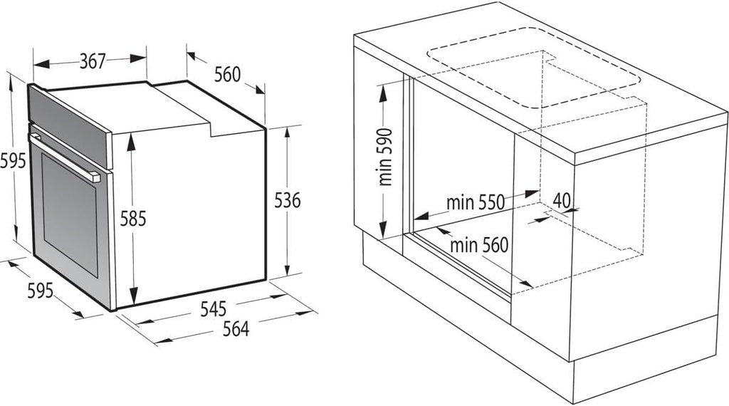 Gorenje Einbau-Herd-Set Black Set 4 mit Glaskeramik-Kochfeld, Heißluft, 77 Liter, ExtraSteam, GentleClose & Open, EcoClean, AirFry, PizzaMode, PerfectGrill, Teleskopauszüge, Schwarz