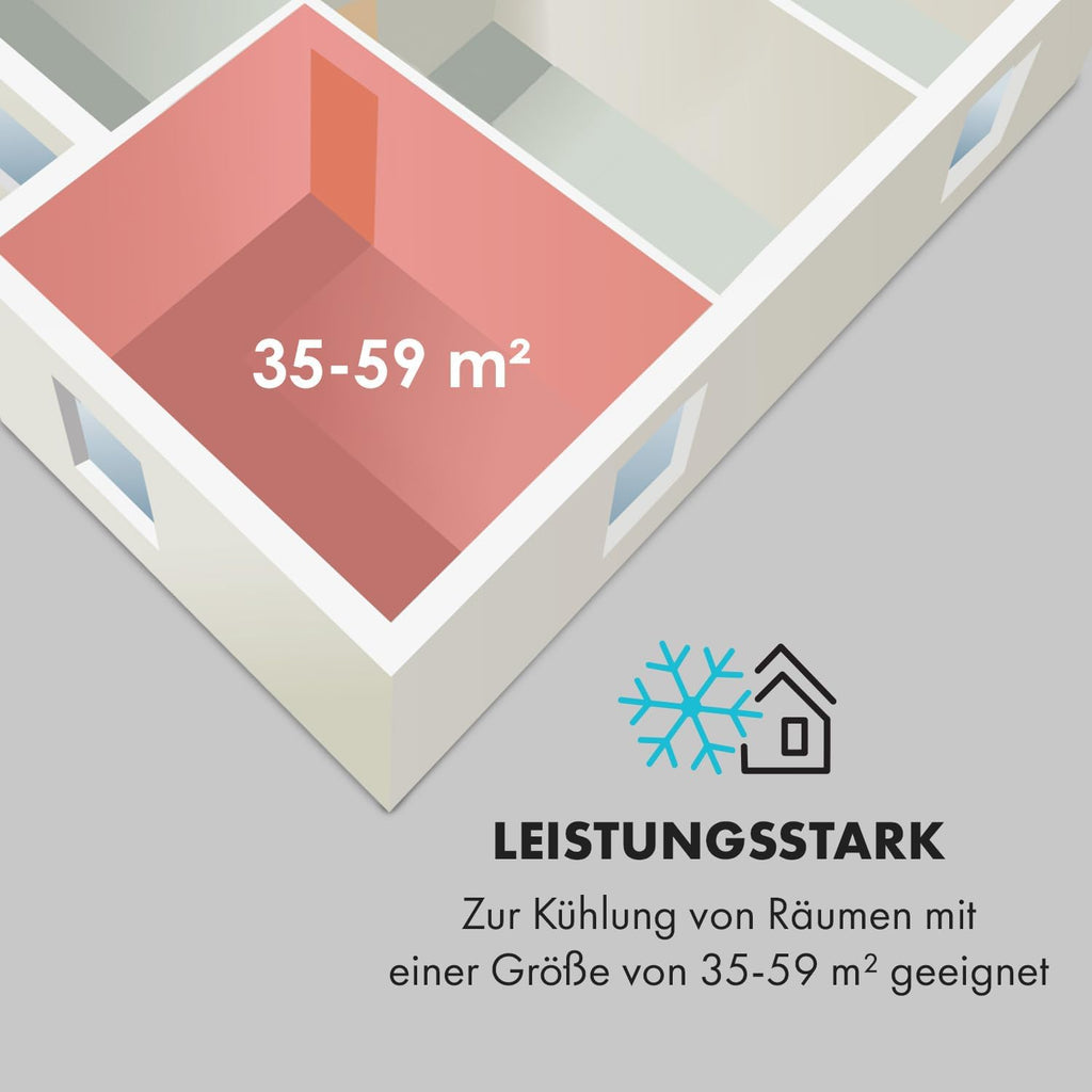 Klarstein Mobile Klimaanlage mit Abluftschlauch, 3-in-1 Klimagerät mit Ventilator, Luftentfeuchter & Nachtmodus, Kleine & Portable Klimaanlage für Wohnung & Büro, 12000 BTU Niedrig Verbrauch