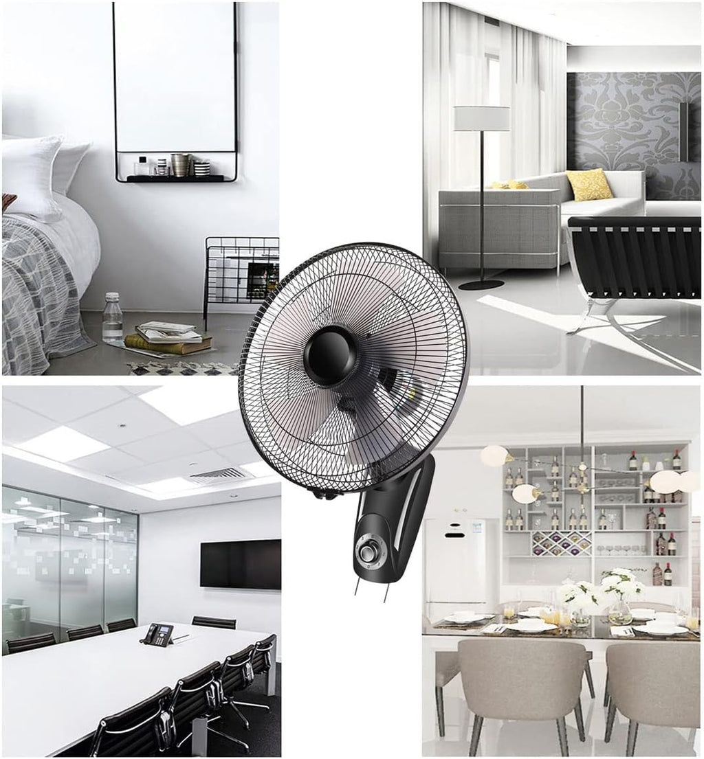 Verstellbarer, Oszillierender Industrie-Wandventilator, 5 Flügel, 3 Geschwindigkeitsstufen, Hohe Luftgeschwindigkeit, Schwarz, Robust, Für Den Außenbereich, Gewerbe Und Privat