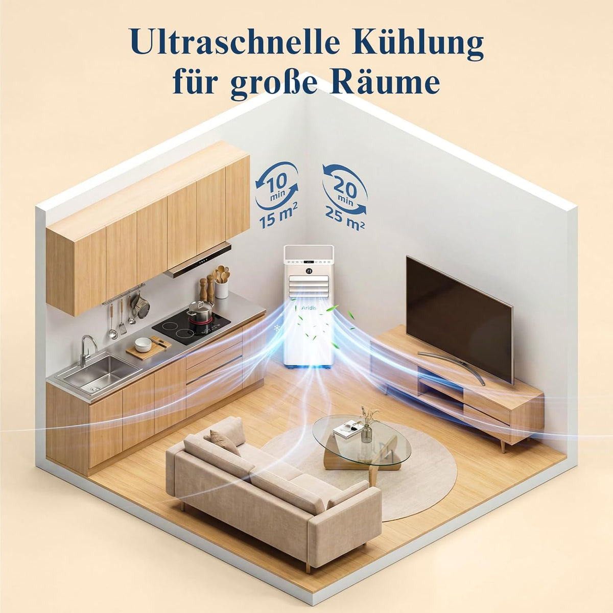 Klimaanlage Mobil 9000 BTU,4-in-1 Mobile Klimaanlage - LED Display&Fernbedienung,leise mobile klimaanlage mit einem Fenstermontagesatz,klimagerät mit abluftschlauch,Raumgröße bis 88m³(33㎡) Tragbare