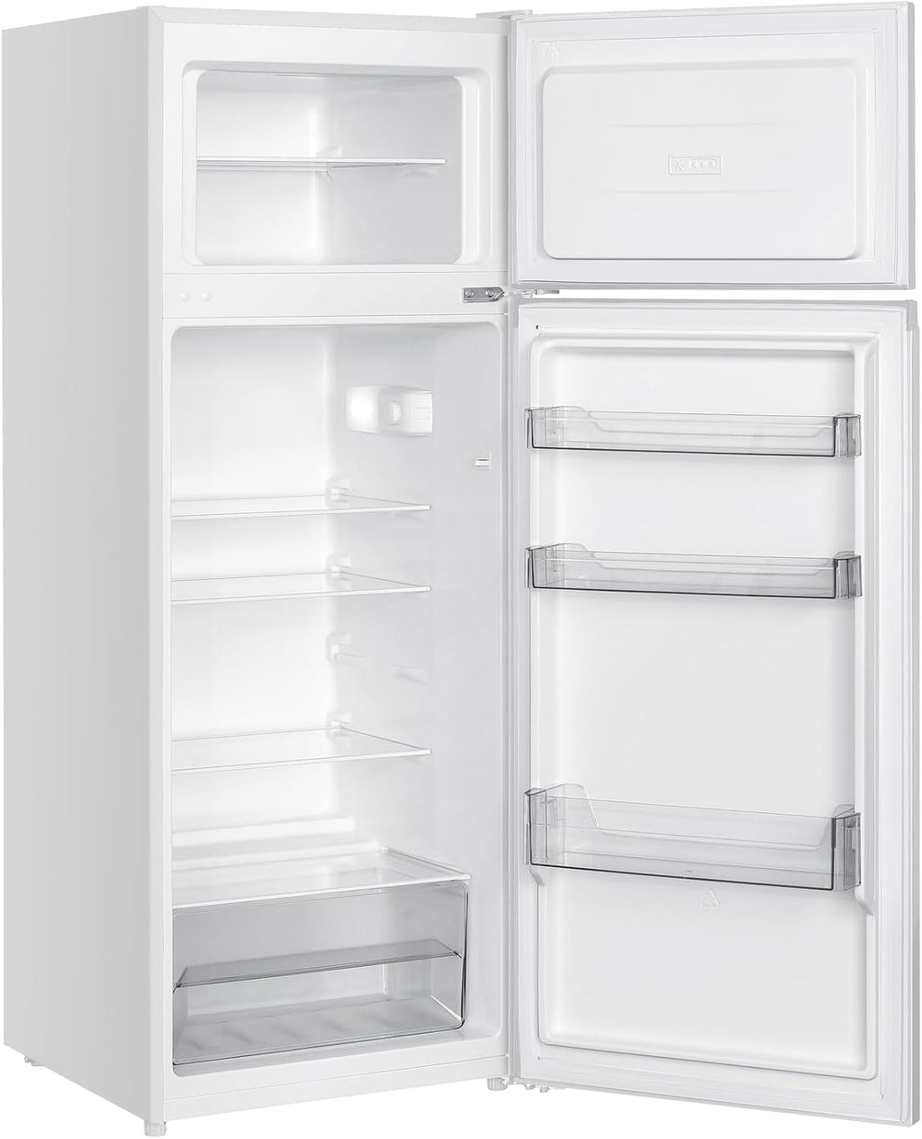 Bauknecht K55T0 413W Freistehende Kühl-Gefrierkombination/Gefrierfach oben/Doppeltürer/EEK D / 4 Ablagen / 1 Obst- und Gemüseschublade/weiß